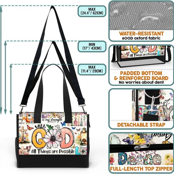 Large Aesthetic Tote with Versatile Pockets - Christian Faith Gift for Women - Picture 2 of 6